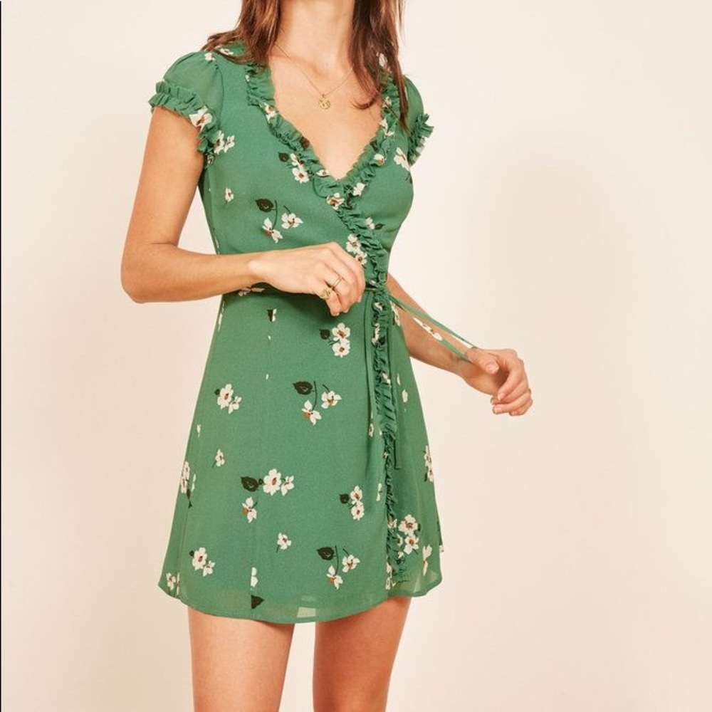 Green wrap dress from The Reformation
